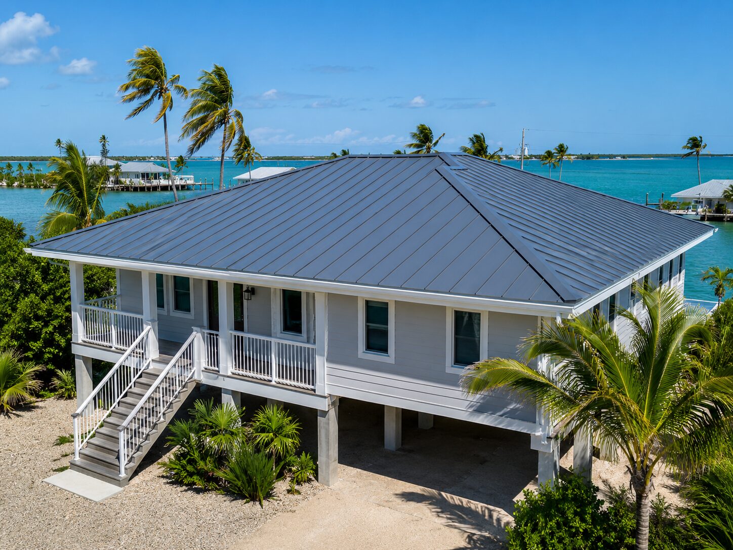 Marine-grade aluminum re-roof, oceanside in Key Largo · MM 100